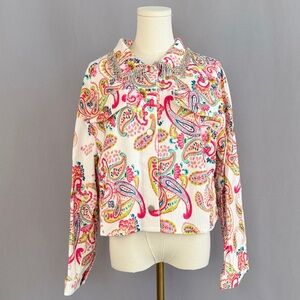 Vibrant Paisley Button Down Jacket With A Swirl Of Playful Colors